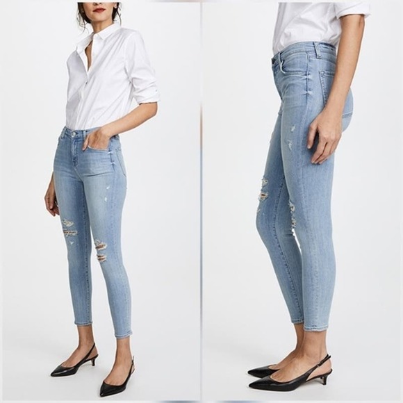 New J Brand Alana Jeans Women's 29 High Rise Crop Light Wash Distressed Skinny - Picture 1 of 8